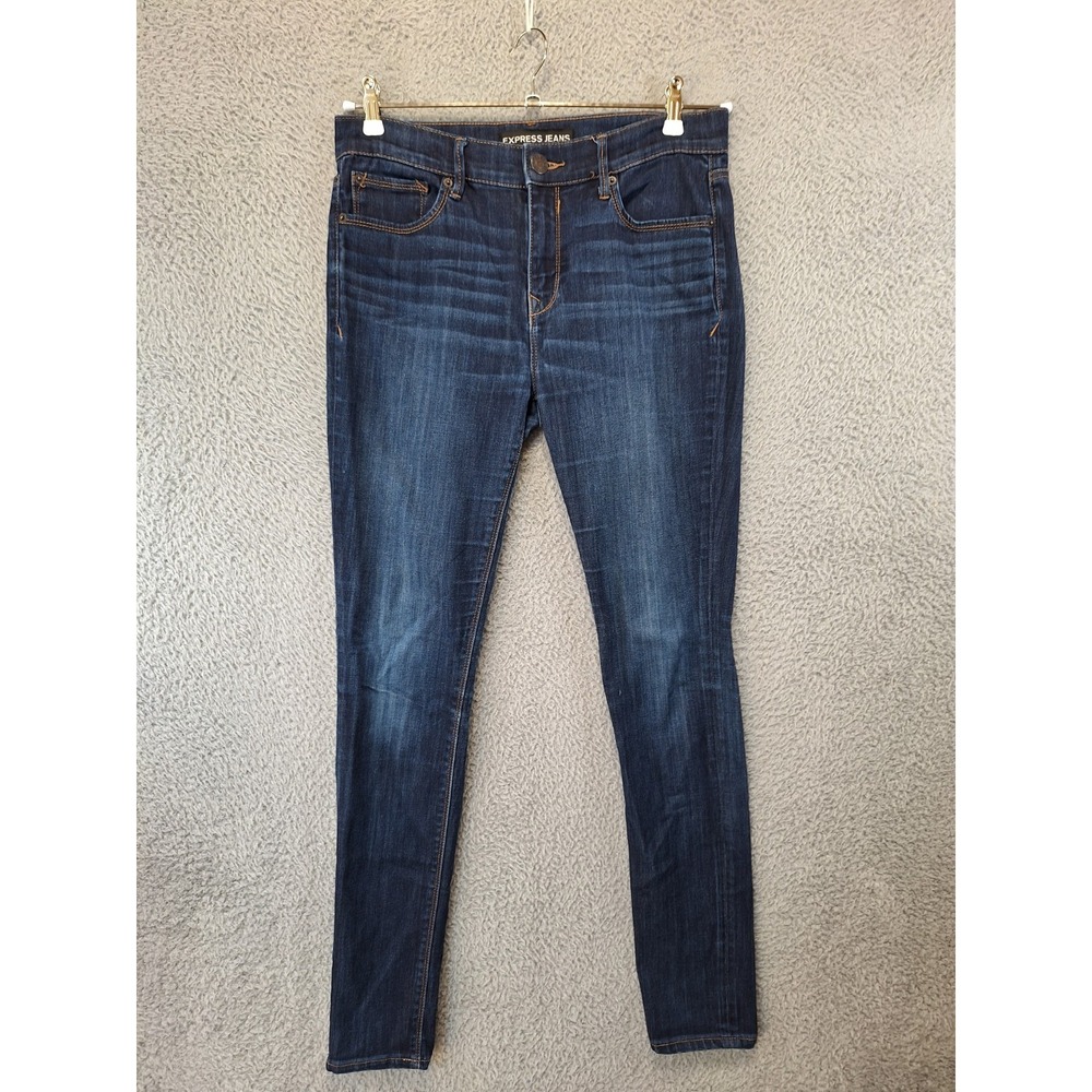 Express Legging Jeans Womens 10L (Fits 32x31) Blue Denim Mid Rise Y2k Streetwear